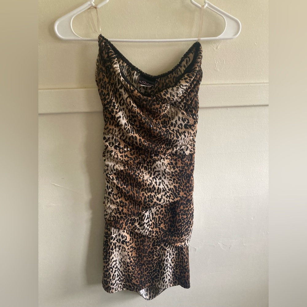 Sabora Leopard Print Strapless Dress